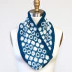 August 12 - 2018 Newsletter pictute of blue & white knitted cowl
