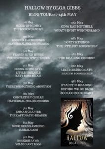 Blog tour details for reviews of Hallow by Olga Gibbs