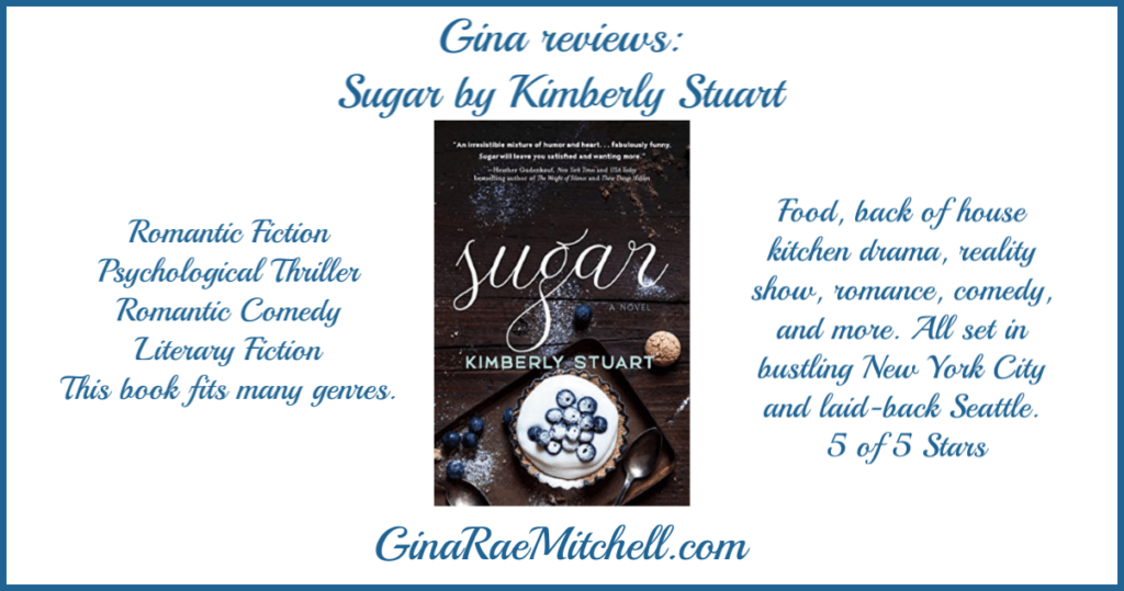 Review - Sugar by Kimberly Stuart Book Cover white cake blue frosting - blog graphic