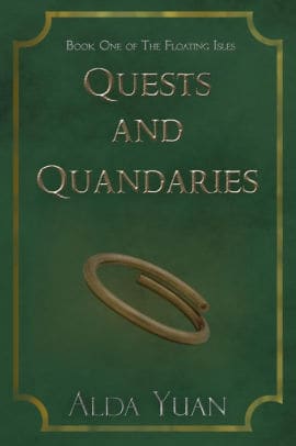 Review - Quests and Quandaries by Alda Yuan Plain dark green book cover