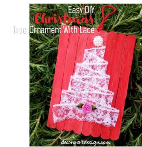 image- Christmas Tree Ornament with Lace by decorcraftdesign