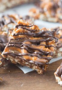 2021 Friday Finds May 21 Salted Chocolate Caramel Pretzel Bars from TastesBetterFromScratch