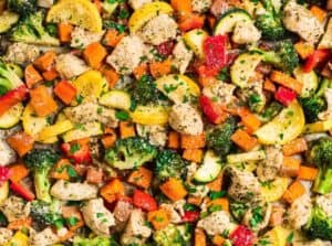 Sheet Pan Chicken with Rainbow Veggies from WellPlated - Your Friday Finds Round-up | May 7, 2021