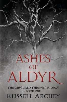 Ashes of Aldyr, book cover image - gray with dead tree, title in red
