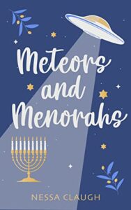Meteors and Menorahs by Nessa Claugh book cover image blue