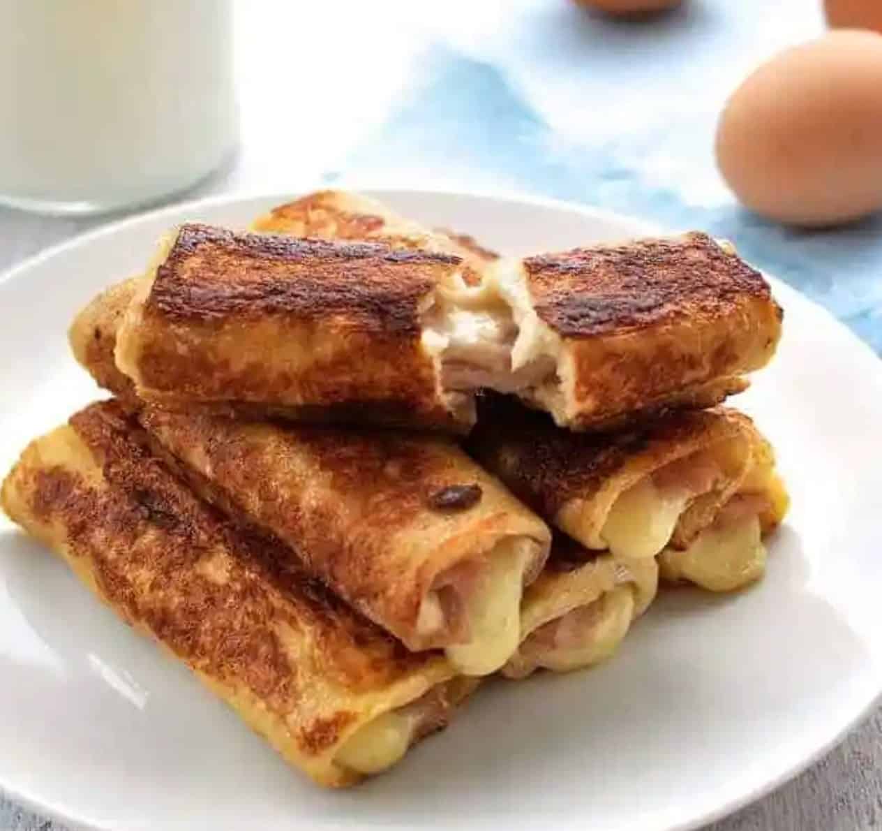 French toast Ham Cheese Rollups