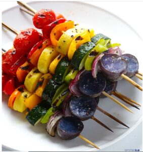 Rainbow Veggie Skewers from GimmeSomeOven