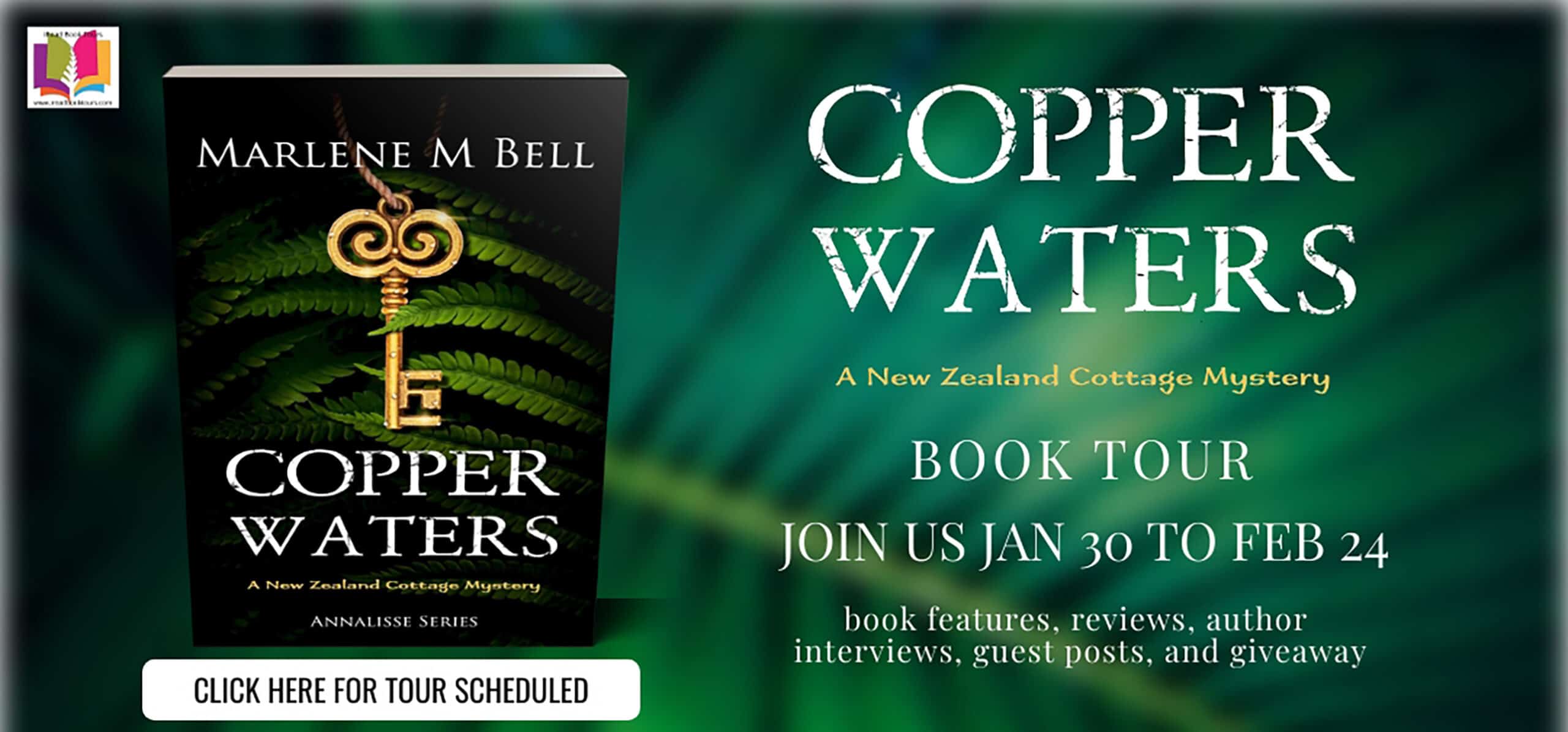 Copper Waters - A New Zealand Mystery (Annalisse Series Book 4) by Marlene M. Bell | Book Review ~ Author Guest Post ~ $360 Grand Prize