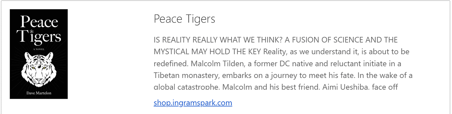 Peace Tigers IngramSpark image