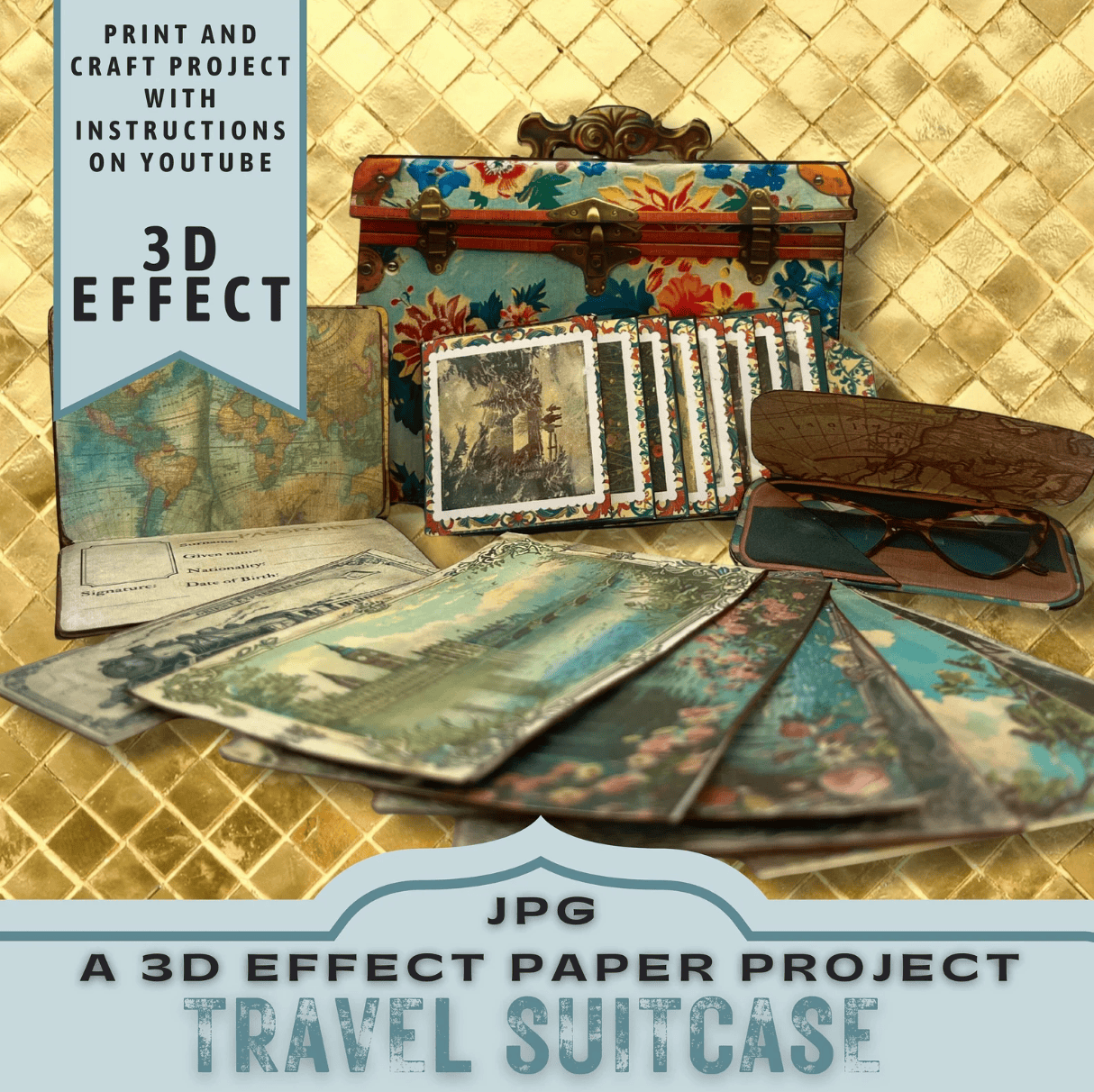 3D Effect Paper Travel Suitcase Project