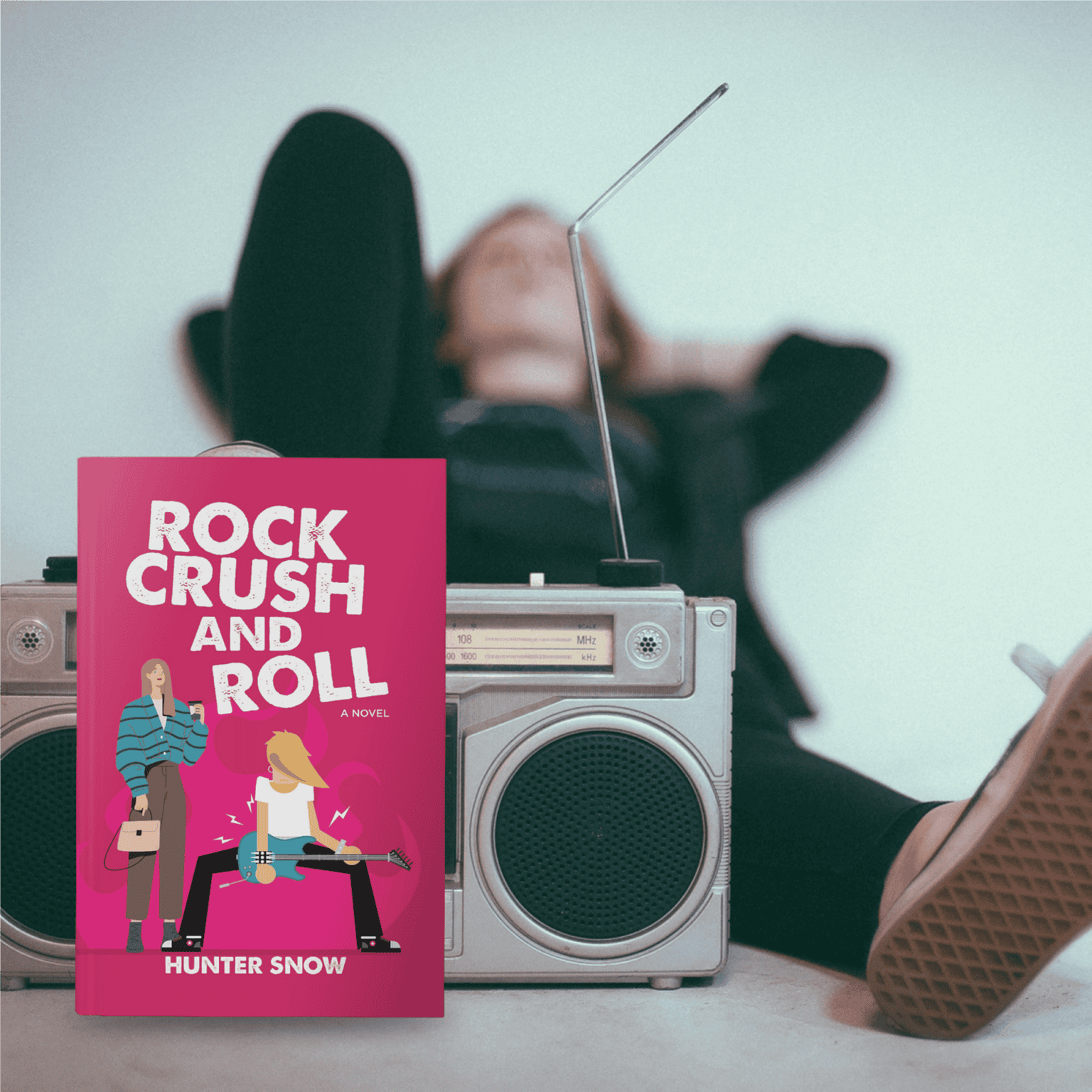 Rock Crush and Roll by Hunter Snow ($10 Gift Card Available) |#BookReview #ContemporaryRomance #RockstarRomance @GoddessFish @HunterSnowBooks 3 Rock Crush and Roll Book Cover with Boombox