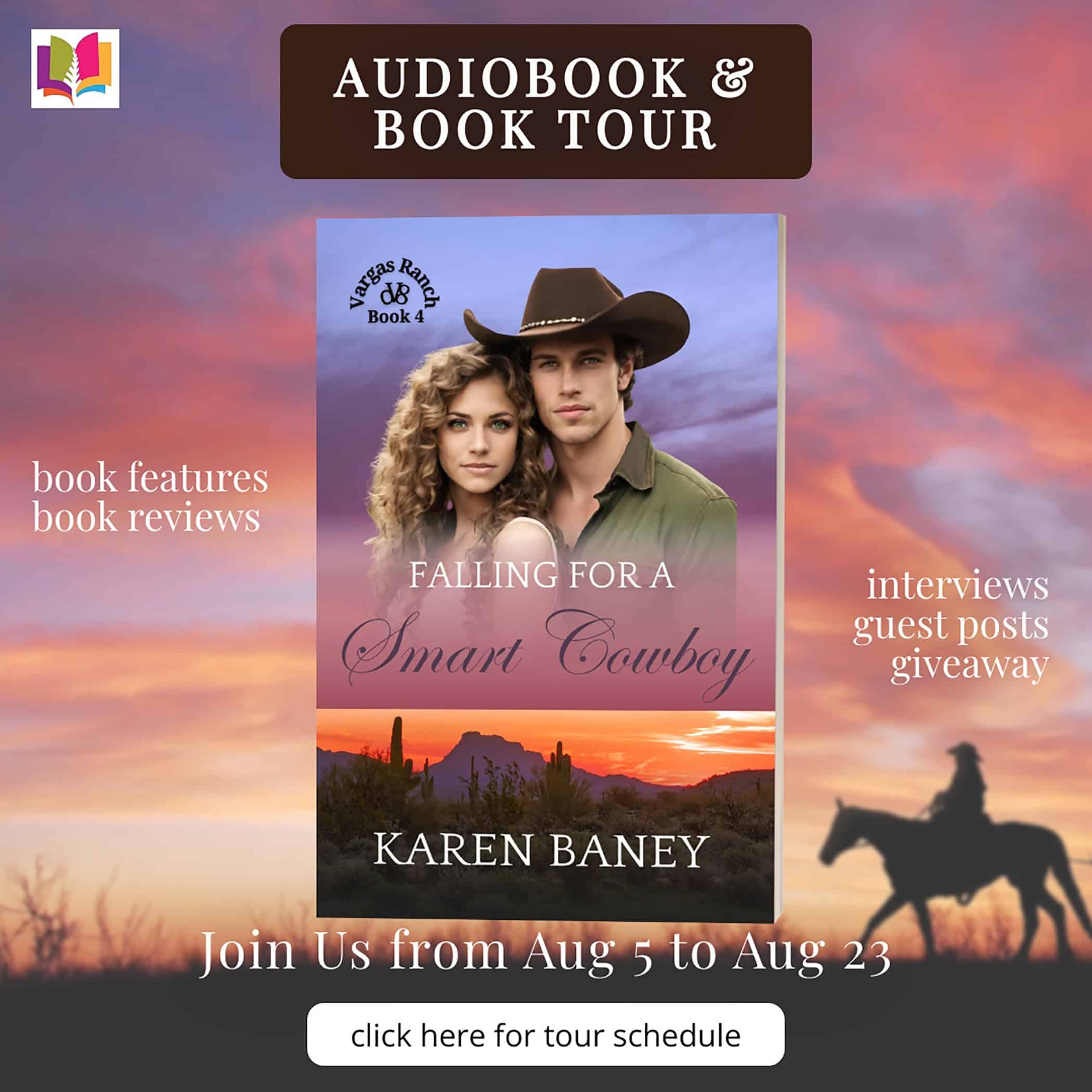 Falling For a Smart Cowboy (Vargas Ranch #4) by Karen Baney #Audiobook #BookReview #CowboyRomance #ChristianRomance @authorkarenbaney @iReadBookTours @acornsireadbooktours