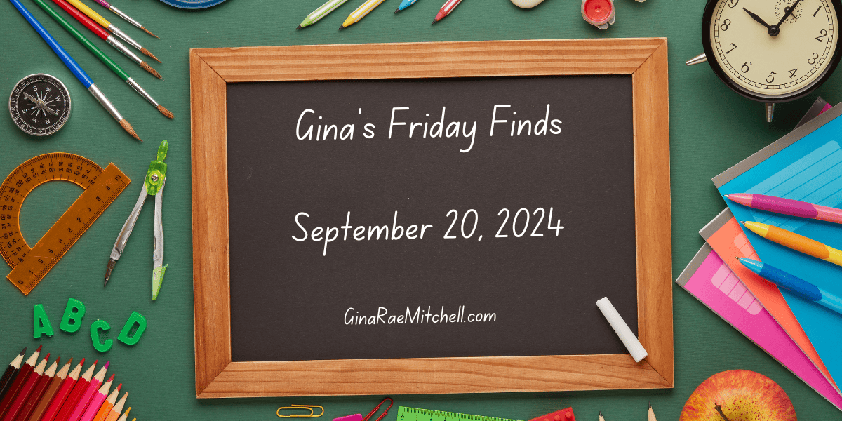 The 09-20-2024 Fun Friday Finds features Indie Author News, Apple Cobbler, Mason Jar Halloween Lights, the Weekly Trivia Contest, book reviews, a blog roundup, & recommendations for the week. 1 FF 09-20-2024 graphic chalkboard & school supplies