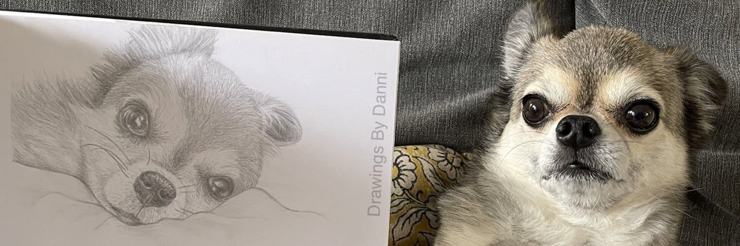 Danni Williams (Copyright) Artwork portrait & model of puppy Eddy