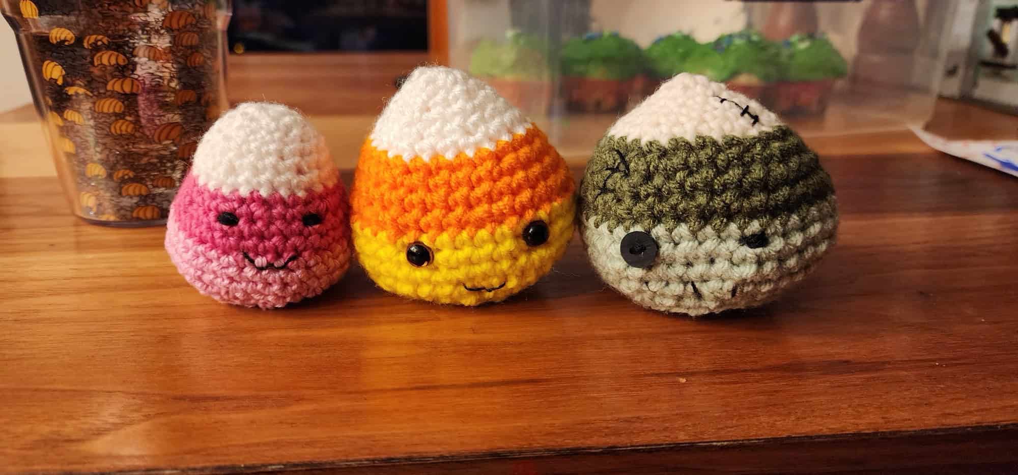 Candy Corn Stuffies crochet halloween decor