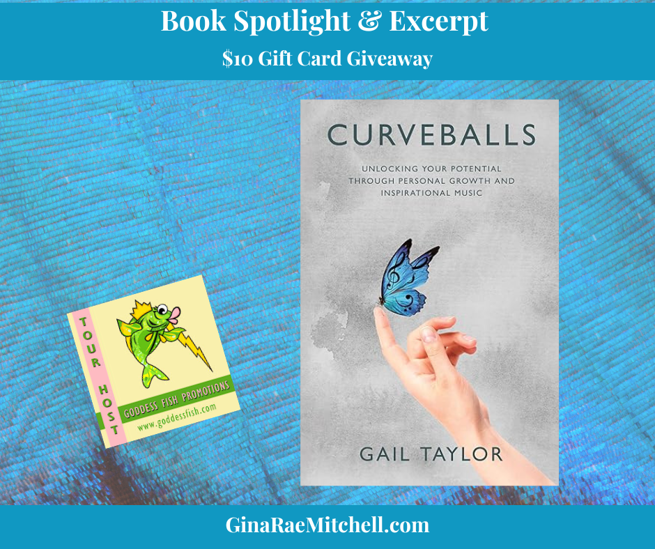 Curveballs Pin Curveballs by Gail Taylor book cover gray background with blue butterfly