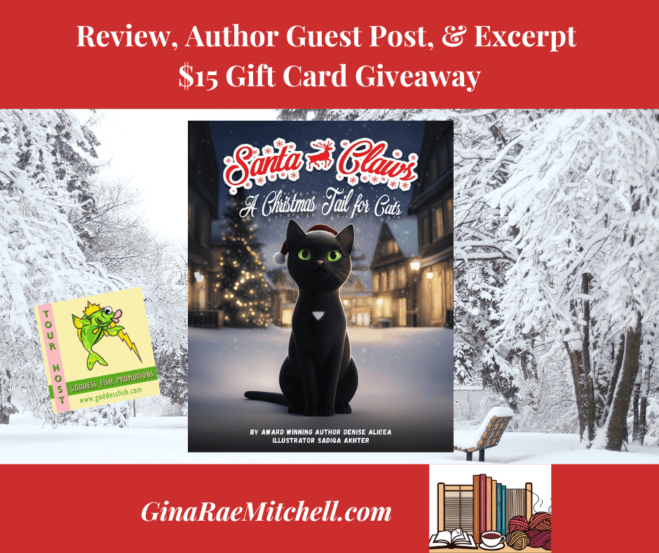 Santa Claws PIN Santa Claws BookCover w black cat against snowy trees