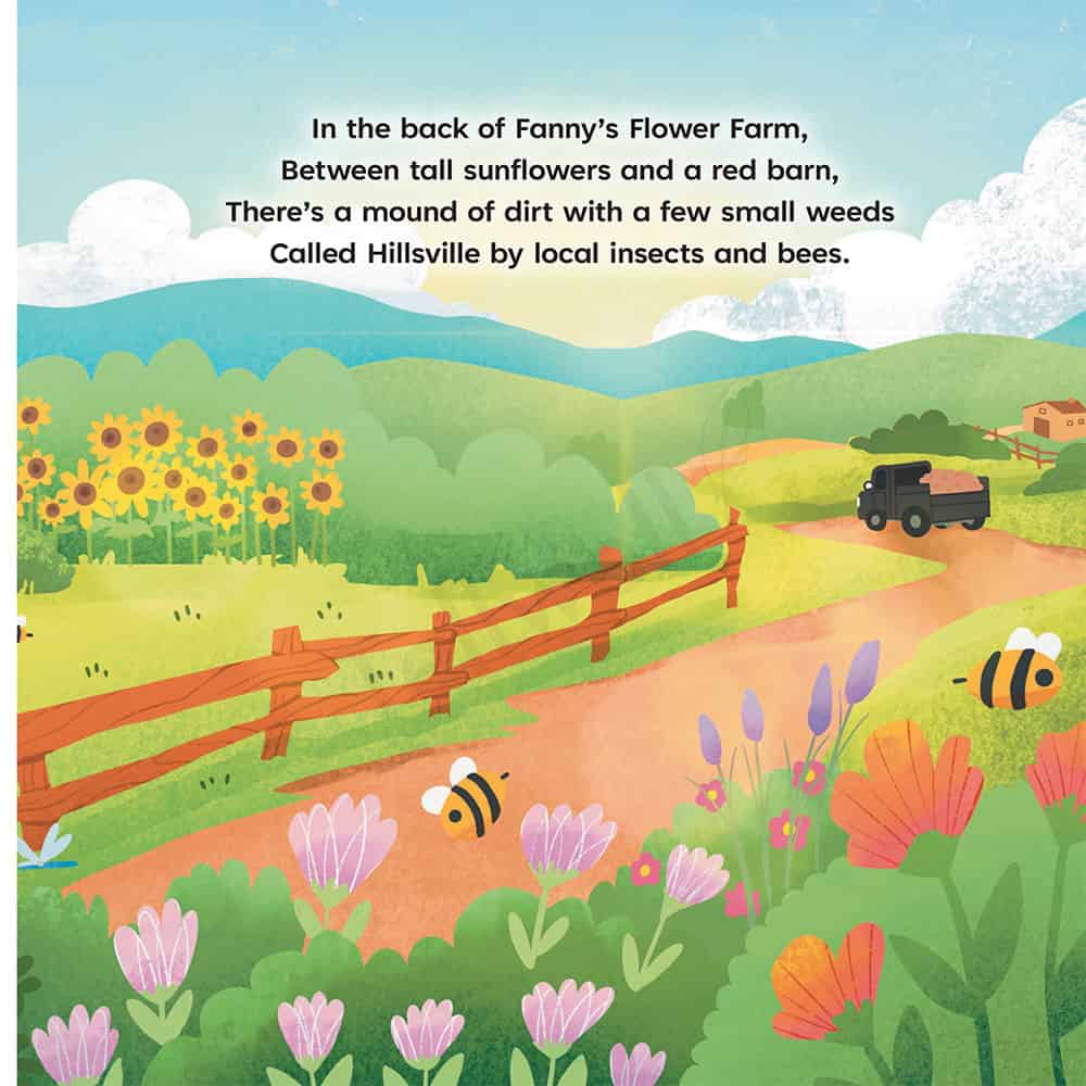 Where is Love Excerpt image #Childrens #PictureBook #Love #Loss image of a farm road with pastures of flowers
