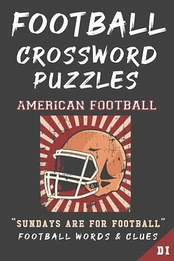 American Football Crossword Puzzles Book Cover, Superbowl fun party games crossword puzzles