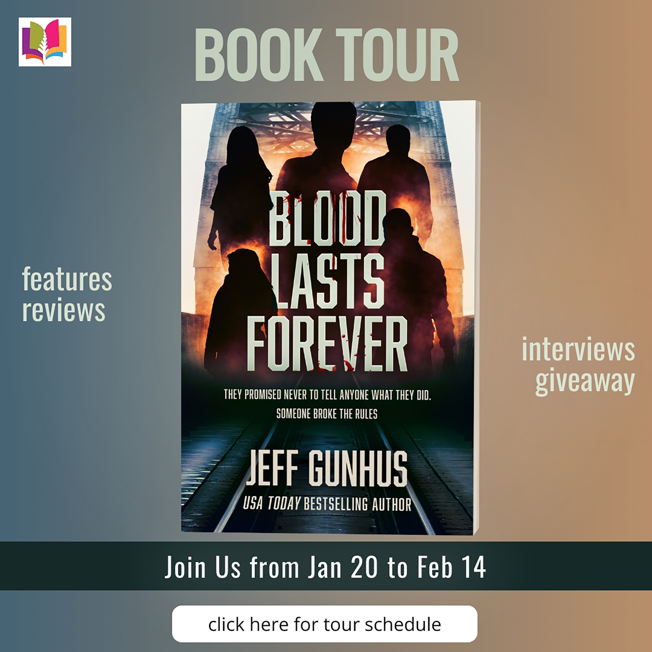 Blood Lasts Forever by Jeff Gunhus ~ #BookReview #AuthorInterview #PsychologicalThriller #Mystery @iReadBookTours @Jeff.Gunhus #SevenGunsPress ($50 Starbucks Card + Signed Hardcover Copy)