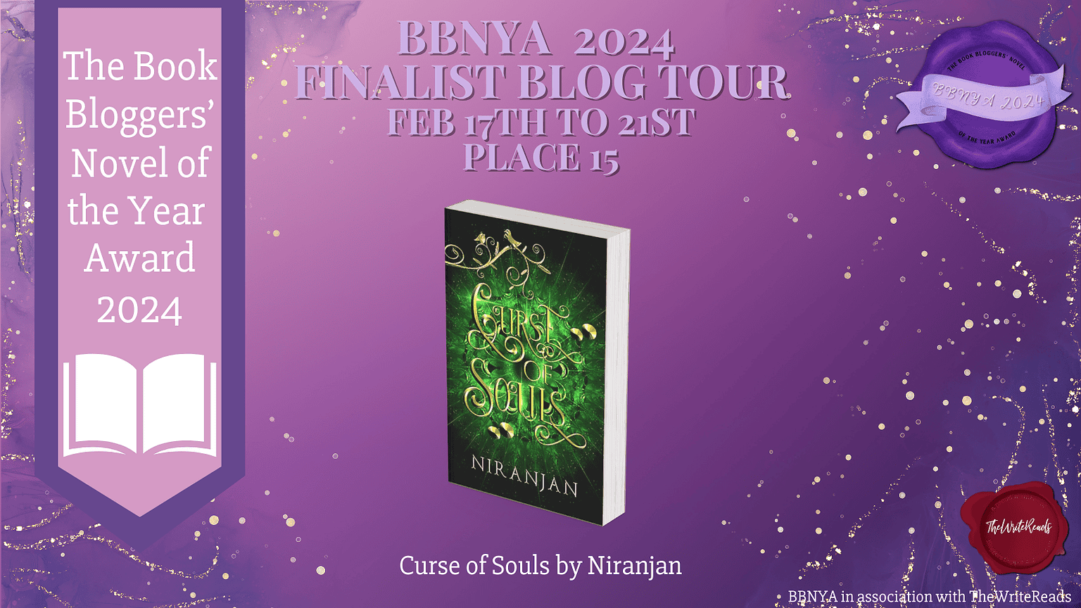 BBNYA 2024 Finalist Tour #15 | Curse of Souls by Niranjan | #Fantasy #Romance @ormakal.bsky.social @BBNYA_Official @The_WriteReads 1 Curse of Souls Banner