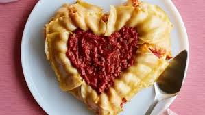 Heart Shaped Lasagna from the food network Valentine's Day, Recipes for two, Pasta