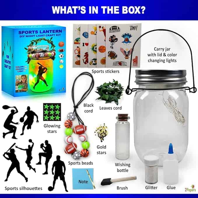 Make Your Own Sports Night Light Lantern Jar Football, All Sports