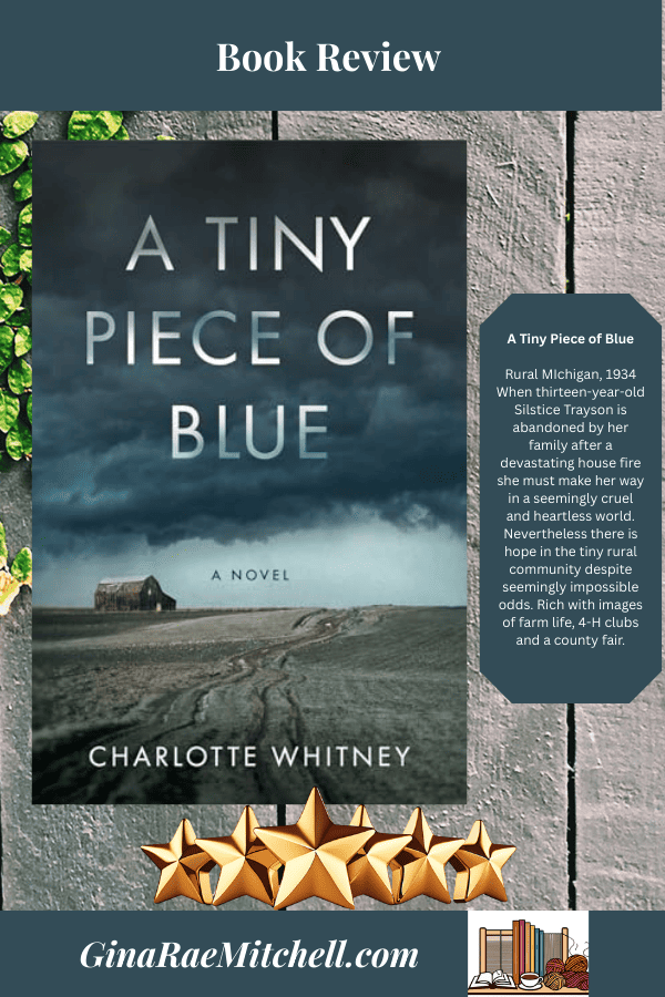 A Tiny Piece of Blue Blog Graphic PIN, Charlotte Whitney, Historical Fiction, FF 03-21-2025