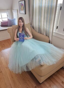 Patricia Leavy Author image blue princess dress