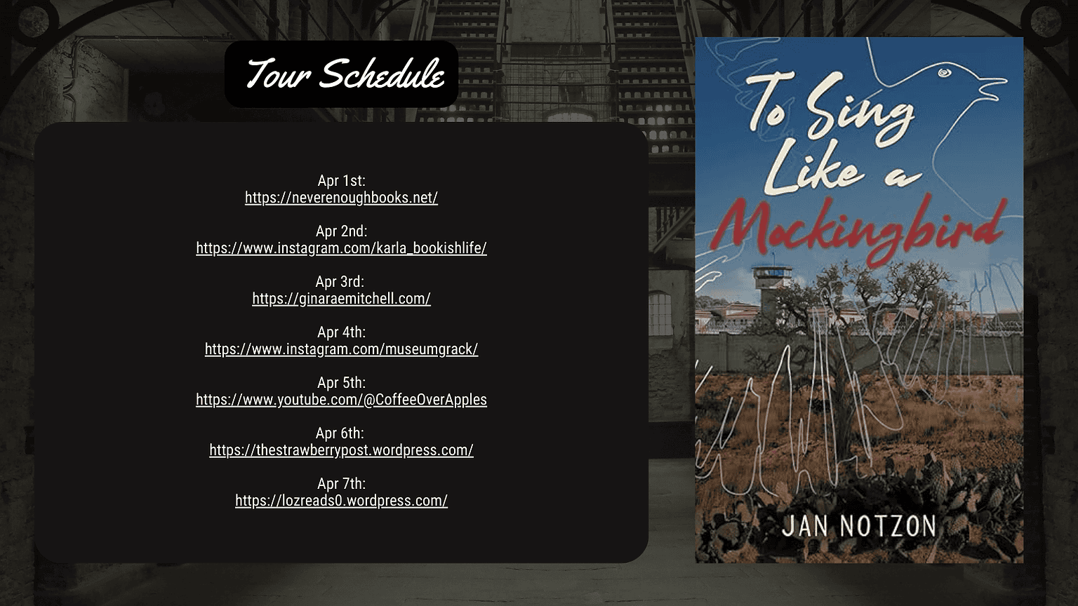 Tour Schedule for To Sing Like a Mockingbird, BreakEven Book Tours