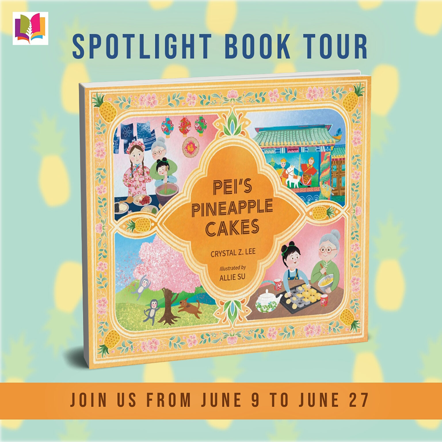 Tour banner for Pei's Pineapple Cakes by Crystal Z. Lee.