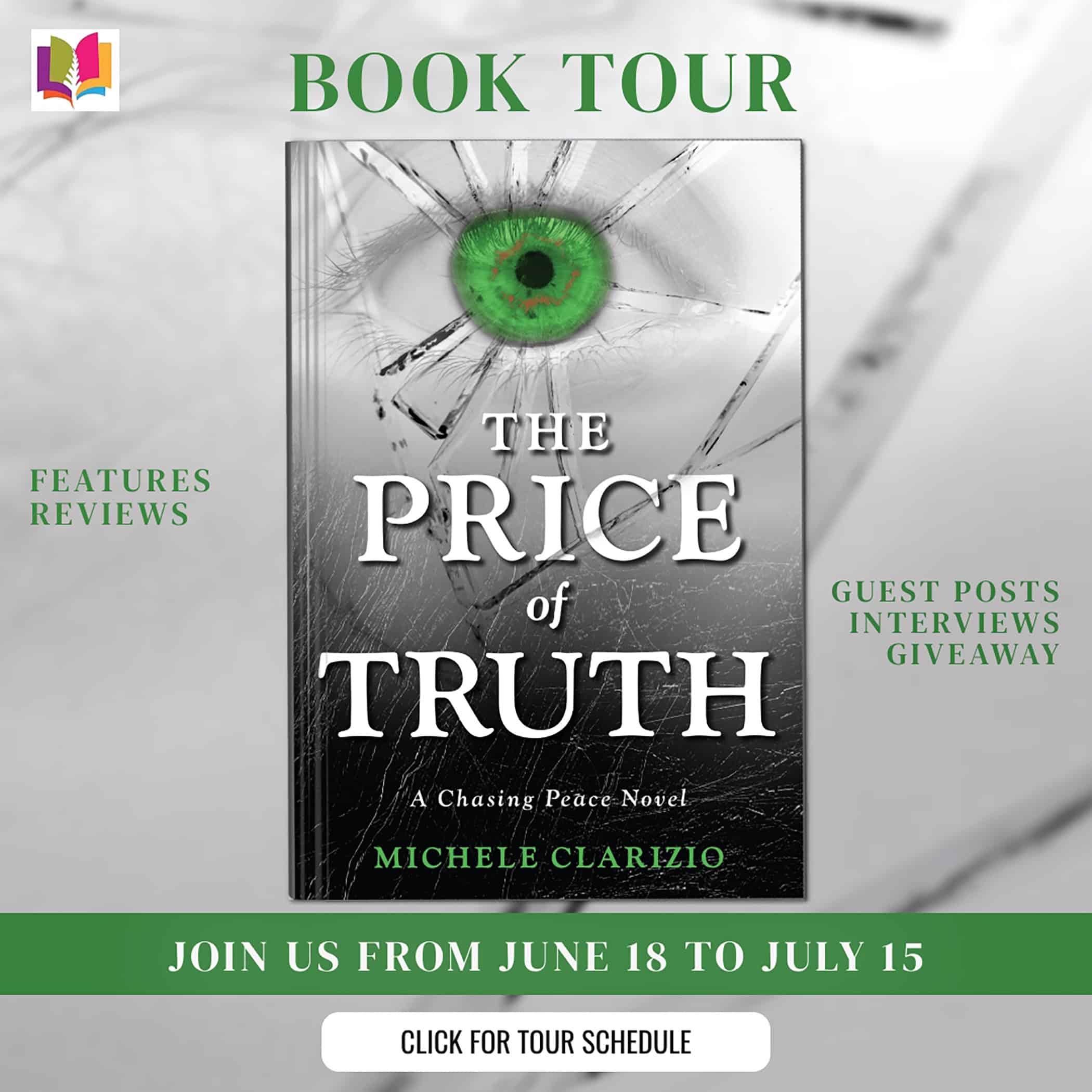 The Price of Truth, A Chasing Peace Novel, by Michele Clarizio 1 PRICE OF TRUTH TOUR BANNER W BUTTON