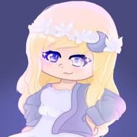 “Digital avatar of illustrator Janelle M. Adams with long blond hair, lavender sweater, and a white flower crown, drawn in soft anime style on a purple background.”
