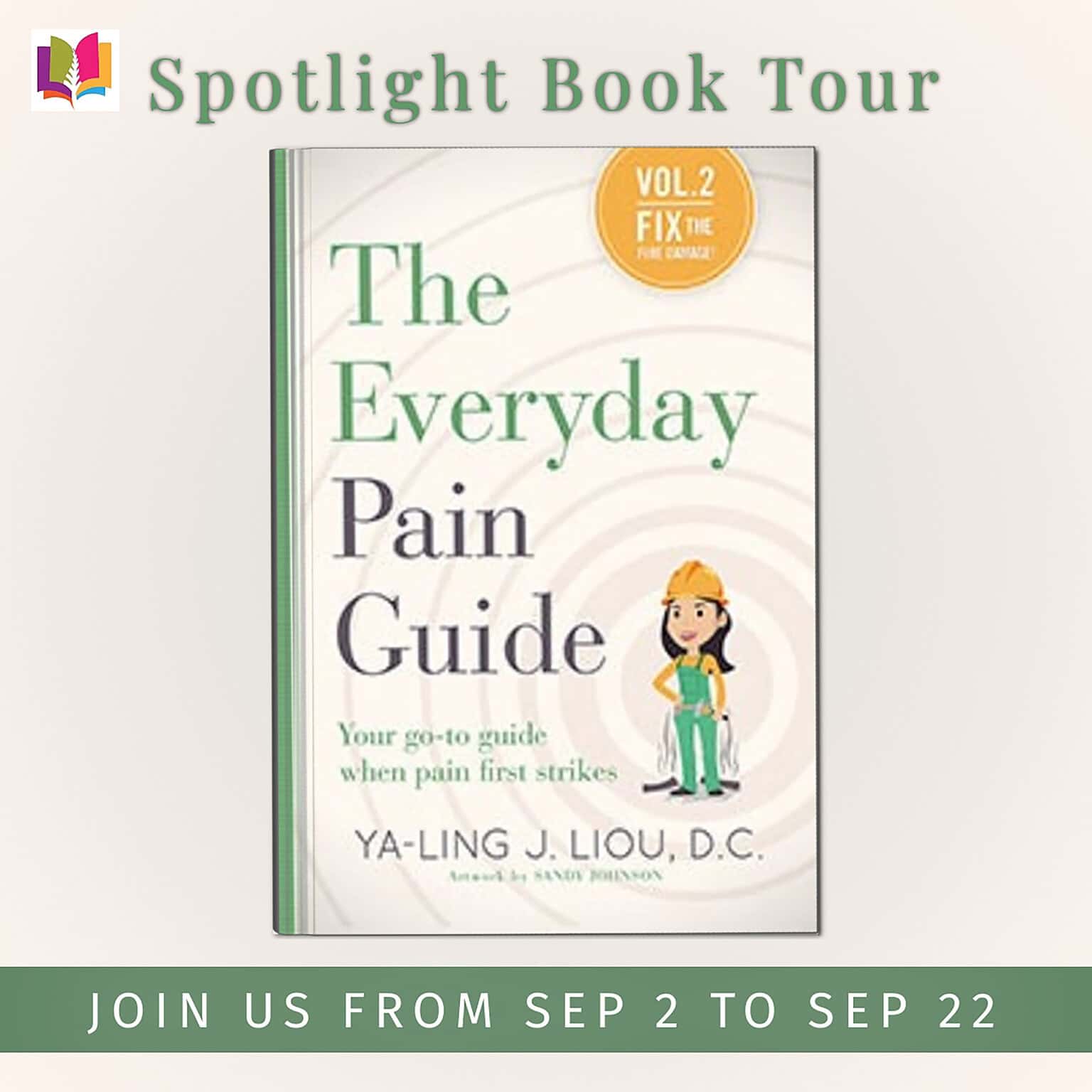 iRead Book Tours promotional banner for the spotlight tour for the everyday pain guide #2 tour dates Sep 2 to Sep 22, 2025