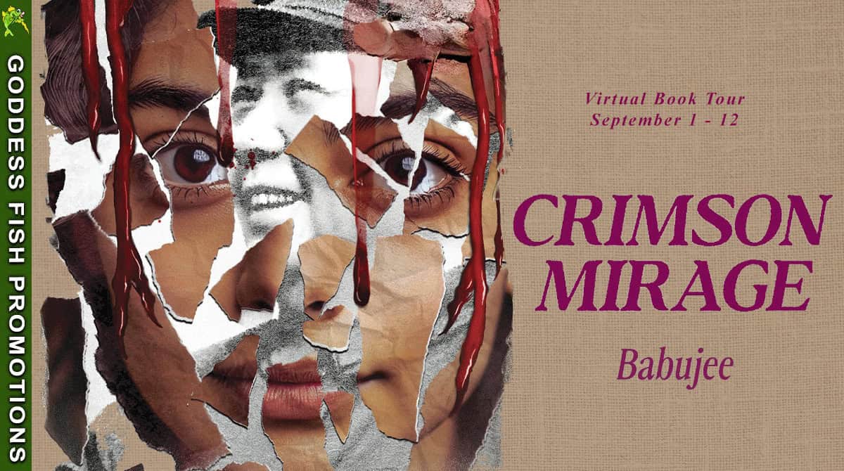 Spotlight: Crimson Mirage by Babujee with Author Guest Post 7 Goddess Fish Tour banner advertising tour Sept 1-12