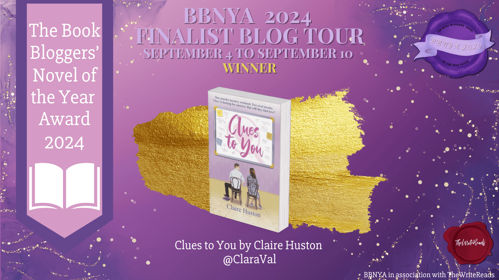 📚 Review Tour: Clues to You by Claire Huston | BBNYA 2024 Winner 7 clues to you winner bbnya banner
