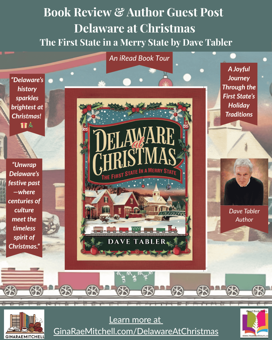 🪶 Friday Finds – 24 October 2025 | Indie Author E. Denise Billups, Bonsai Craft, & Fall Harvest Soup 22 Instagram graphic promoting Delaware at Christmas: The First State in a Merry State by Dave Tabler. Features the festive book cover with snow, trains, and holiday décor. Includes quotes like