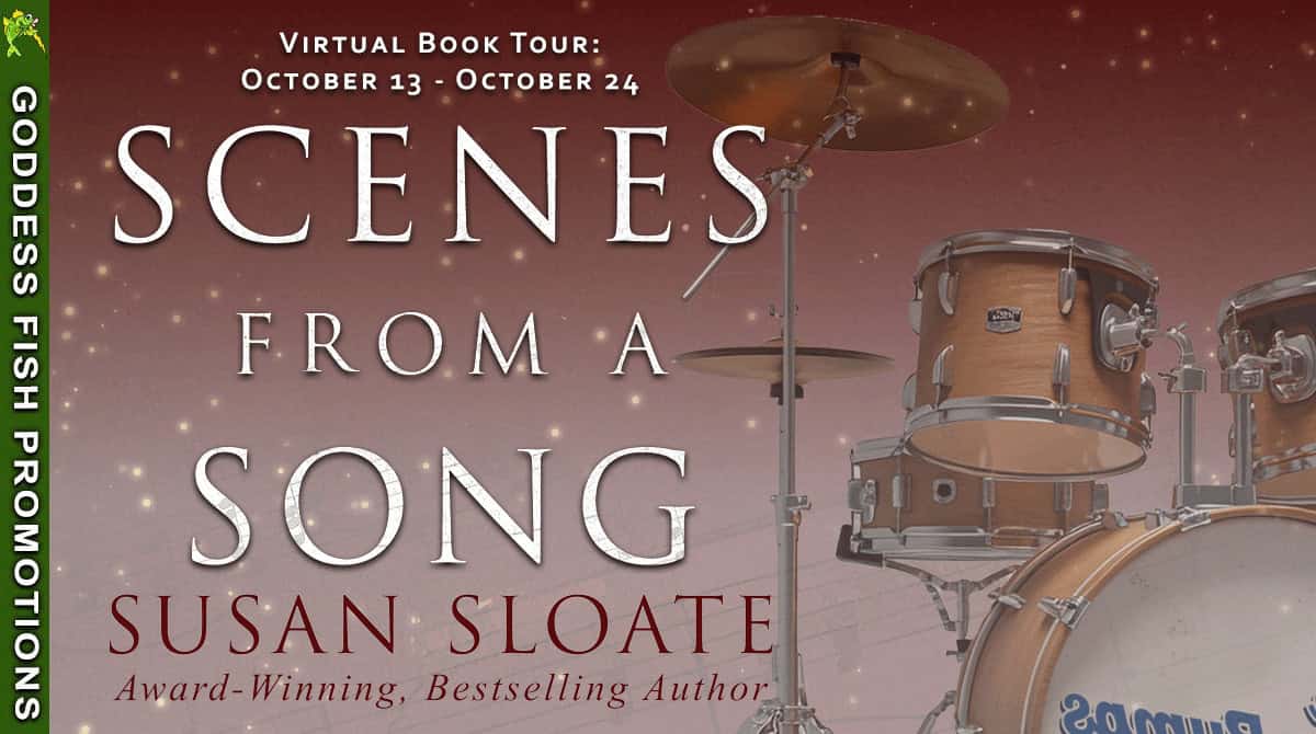 Official Goddess Fish Promotions tour banner for Scenes from a Song by Susan Sloate. Includes the text 