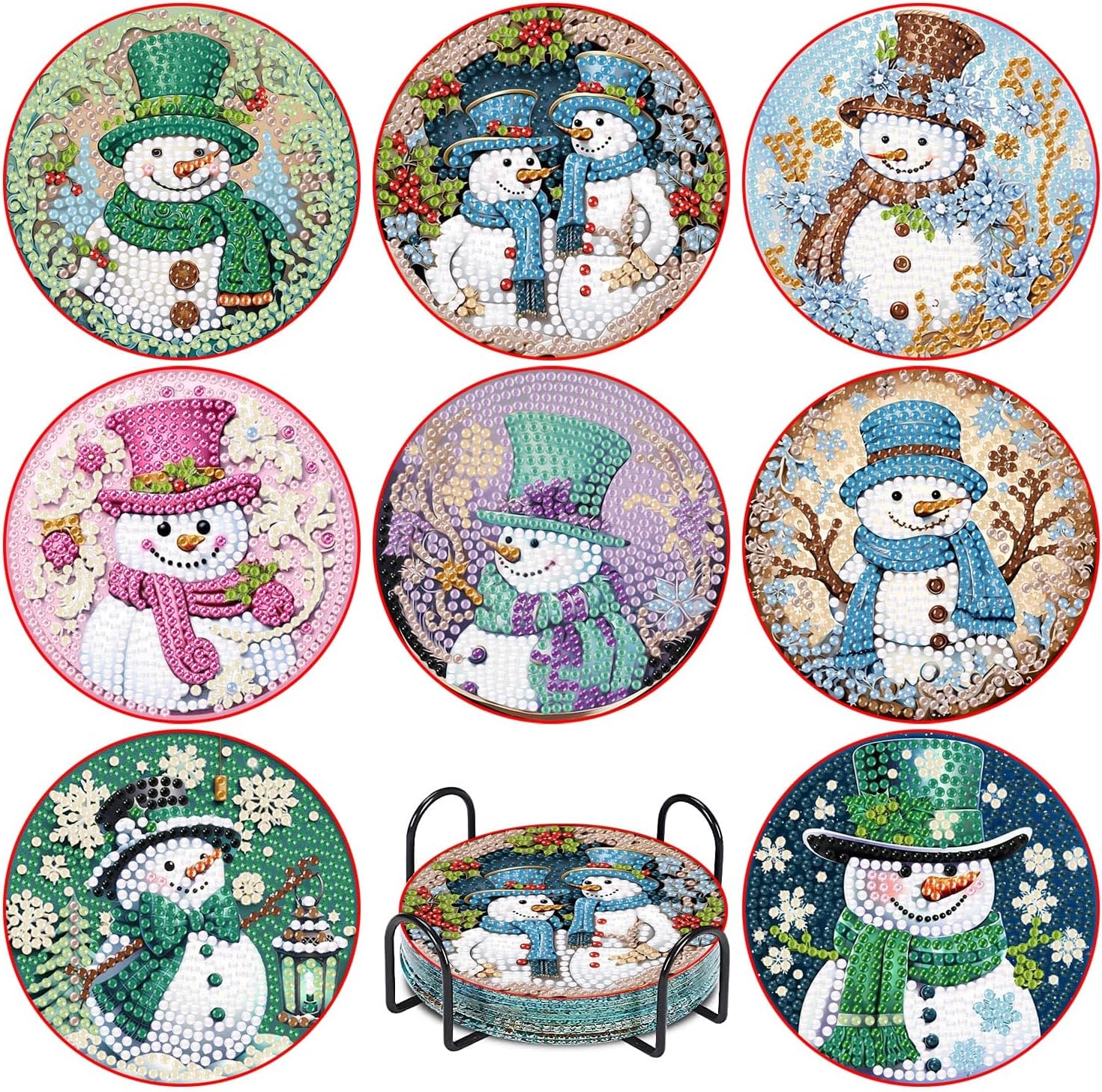 Christmas Diamond Painting Ornaments - AZ aff - 8 coasters with holder
