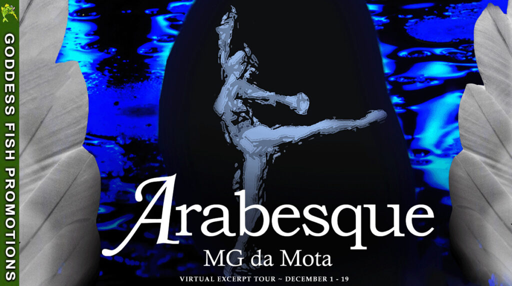Goddess Fish Promotions tour banner for Arabesque by M G da Mota, featuring the book cover and promotional tour details.
