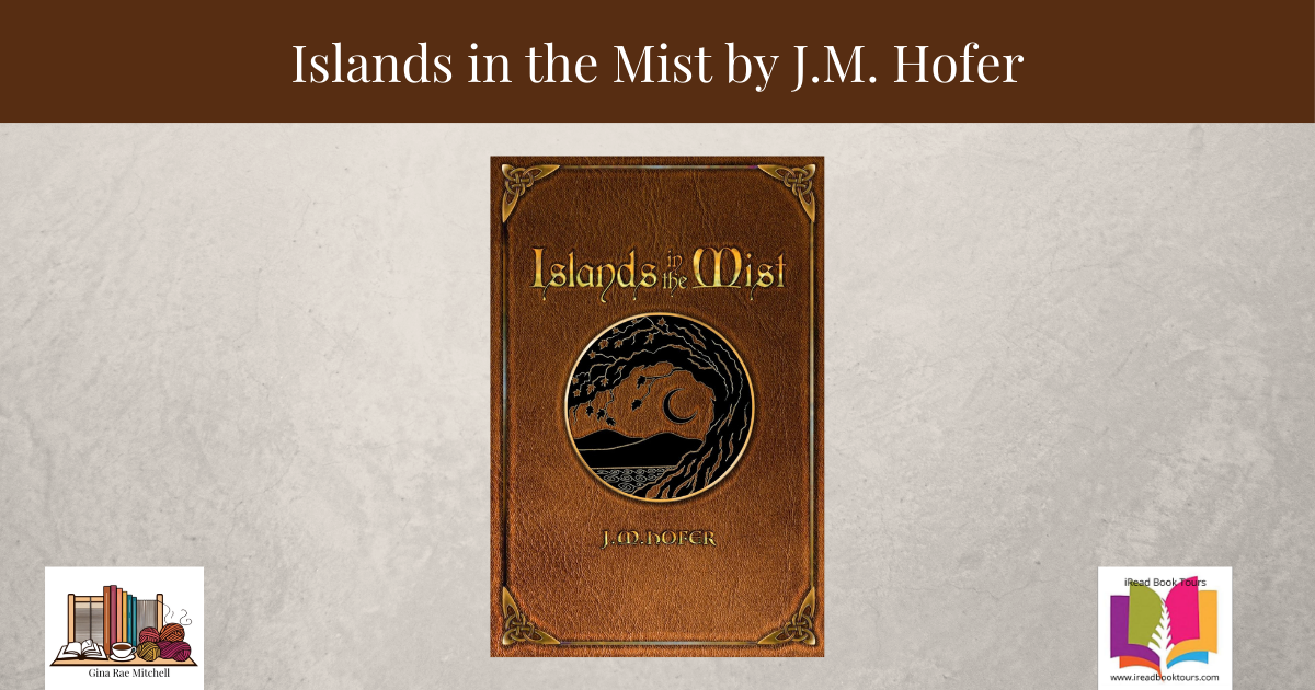 Wide blog header image for the review of Islands in the Mist by J.M. Hofer. Features the book cover and GinaRaeMitchell.com branding.