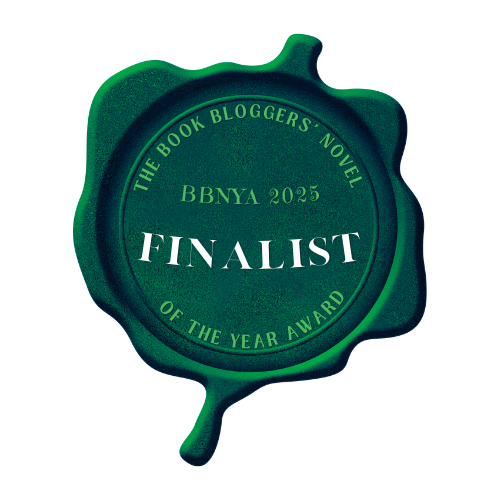 BBNYA 2025 Finalist seal representing The Book Bloggers' Novel of the Year Award recognition.