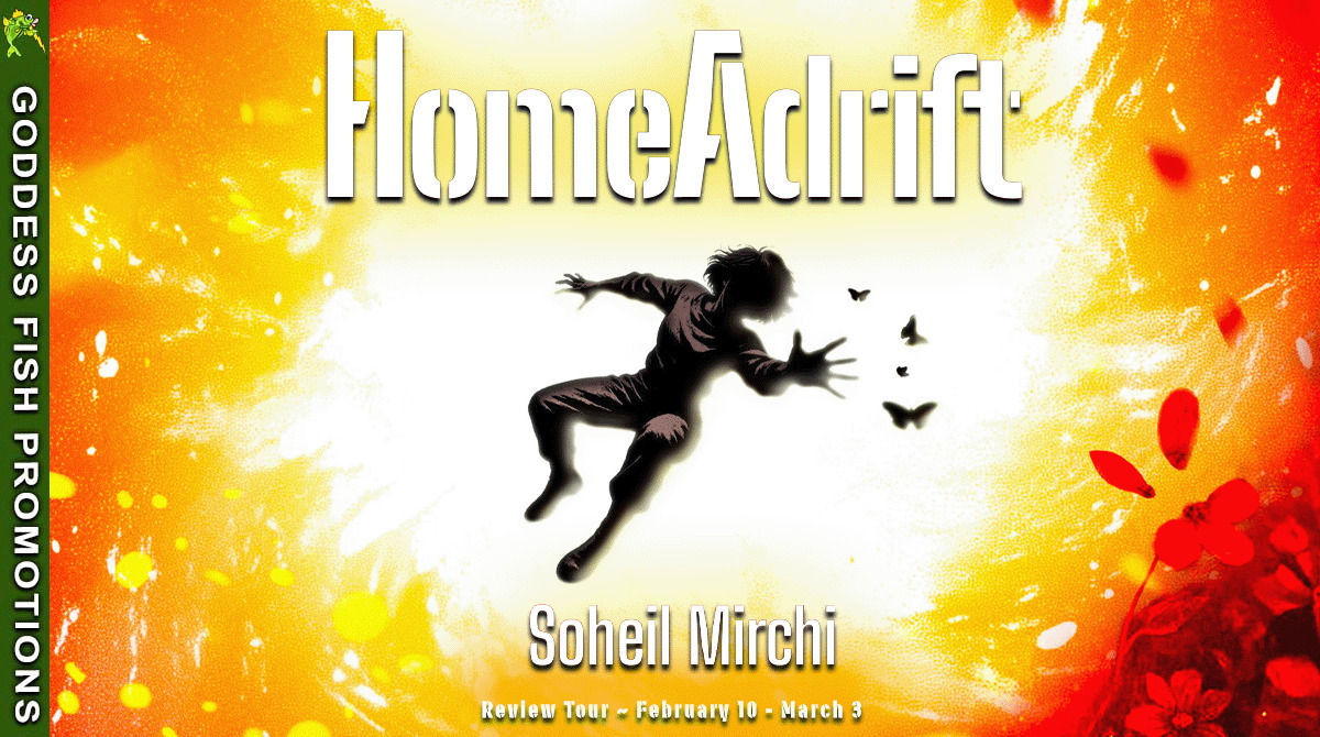 Tour banner for the Goddess Fish promotion of HomeAdrift by Soheil Mirchi, showing tour dates and tour branding.