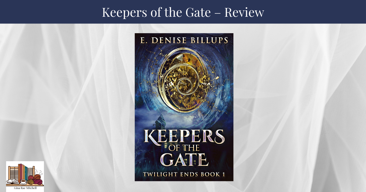 Wide blog banner for the review of Keepers of the Gate by E. Denise Billups, featuring the book cover against a light neutral background with a navy title bar reading Keepers of the Gate - Review.