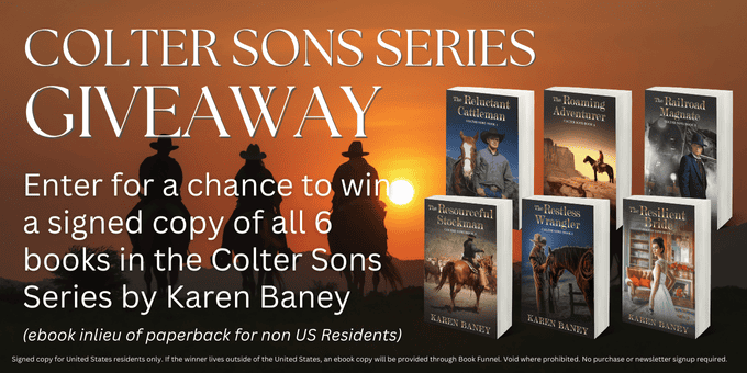 Colter Sons Series Giveaway Karen Baney Banner blog graphic