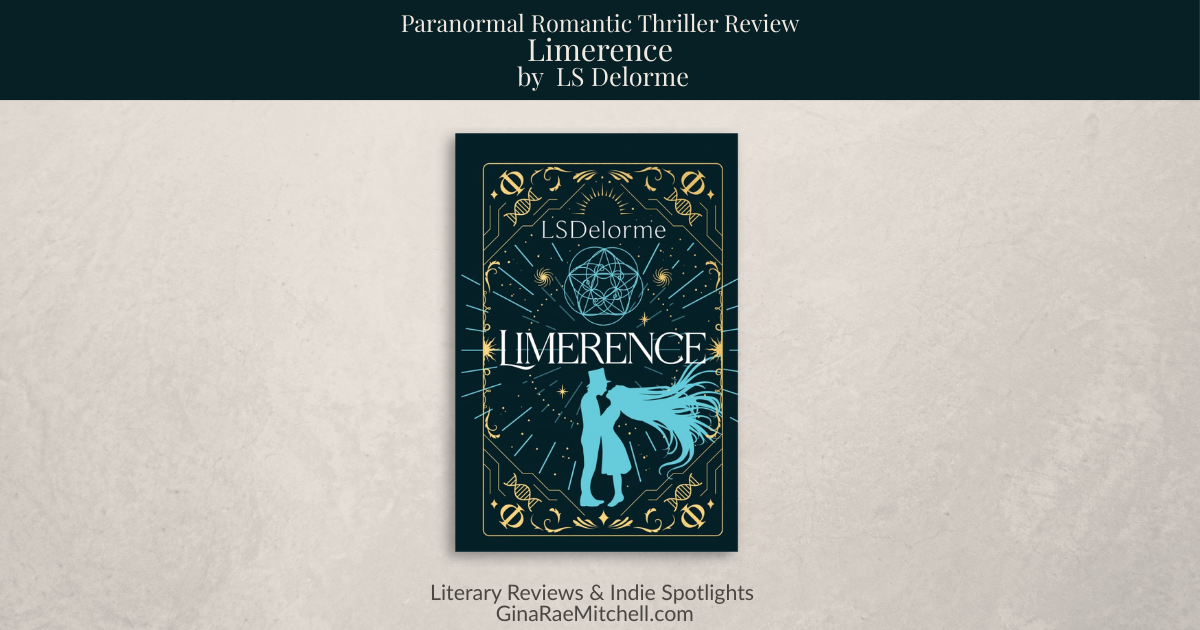 Wide blog banner for the review of Limerence by LS Delorme, featuring the book cover centered on a neutral background with ginaraemitchell.com branding.