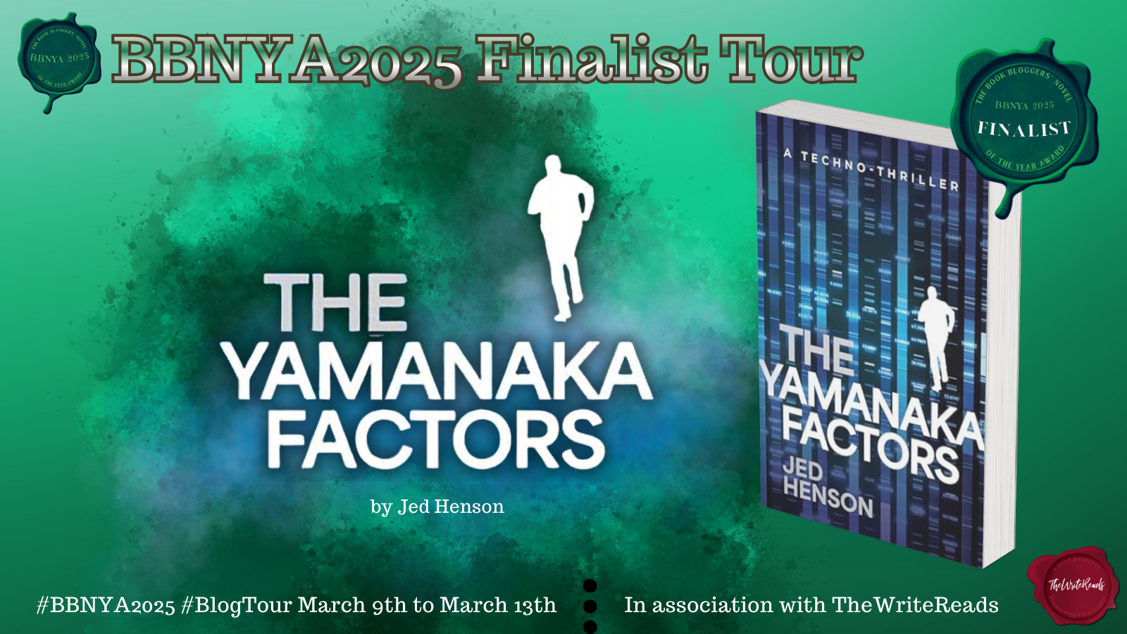 BBNYA 2025 Spotlight Tours banner featuring a green and gold textured background with the BBNYA 2025 wax seal and text reading The Book Bloggers' Novel of the Year Award 2025 - Spotlight Tours - In association with The Write Reads.