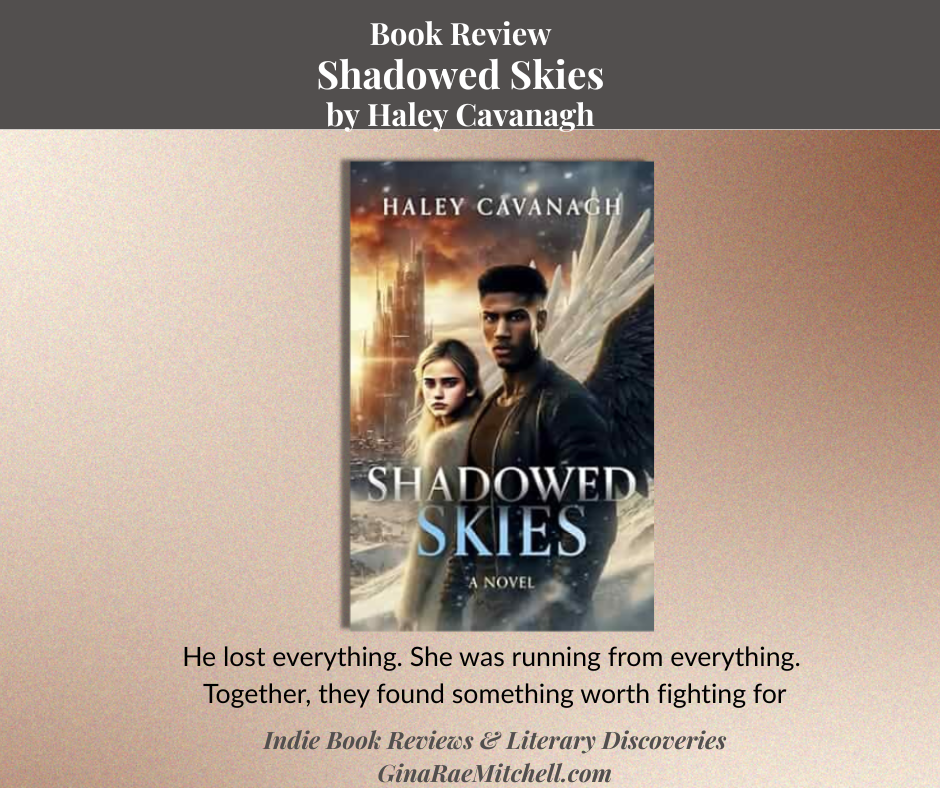 Square blog graphic featuring the Shadowed Skies book cover with quote and GinaRaeMitchell.com branding.