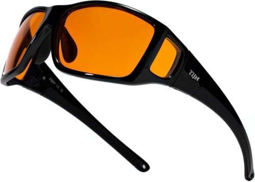 Blue and green light blocking glasses designed to reduce screen-related eye strain