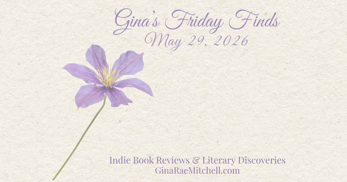 Friday Finds May 29, 2026 blog banner with soft purple flower on parchment background featuring cozy curated book finds and lifestyle inspiration.